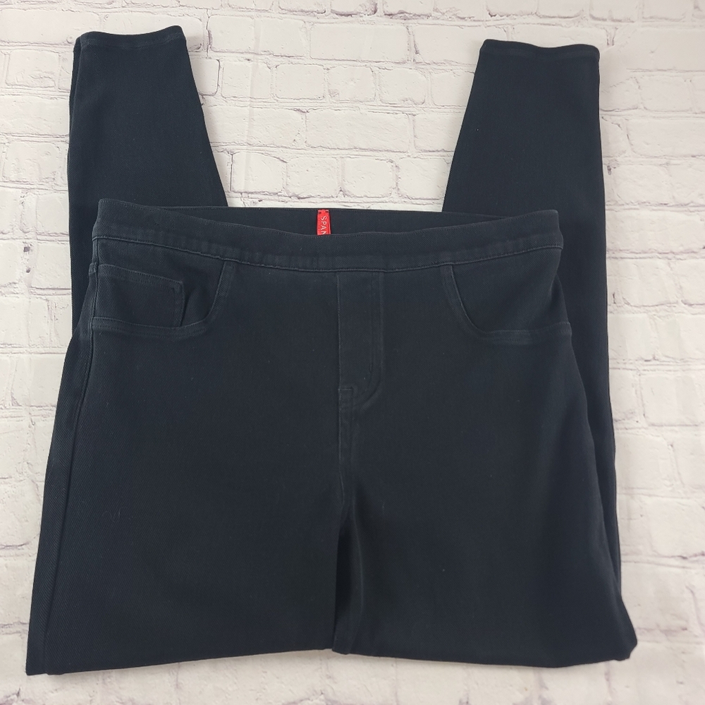 Spanx Pull On Textured Stretch Knit Leggings Pants Black XL